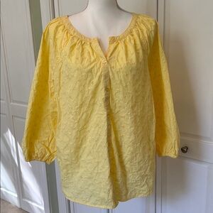 Kim Rogers Sunny Yellow Eyelet Button-Up Blouse